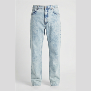 Jean en denim délavé coupe droite pour homme, taille haute, coupe régulière, en coton, style décontracté, idéal pour le printemps - Product Image 1