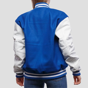 Blouson Bomber Varsity Premium pour Femme en Laine et Cuir – Corps en Laine, Manches en Cuir, Poignets Côtelés et Boutons-Pression - Product Image 4