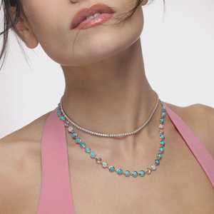 Collier pendentif turquoise bleu en argent sterling 925 plaqué or 14 carats, bijou délicat avec charme en pierre précieuse, cadeau - Product Image 4