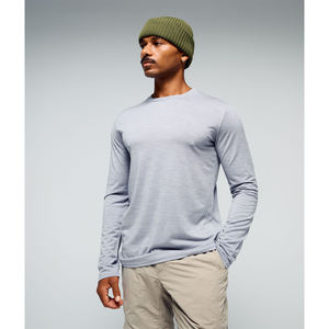 Camiseta Casual de Algodón de Manga Larga para Hombre, Holgada, de Color Sólido, Personalizada, Lavada al Ácido, Negra, Estilo Urbano, de Alta Calidad, OEM - Product Image 2