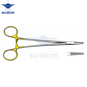 Porte-aiguille DeBakey 37 cm / 14-1/4 pouces avec profil mini à denture de 0,4 mm et inserts en carbure de tungstène TC GOLD pour une précision accrue - Product Image 5
