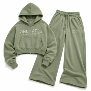 เสื้อฮู้ดซิปสีเขียวเซจ ONE APEX และกางเกงวอร์มขายาวทรงหลวมสำหรับผู้หญิง ทรงปกติ สไตล์ไฮสตรีท แห้งเร็ว ผ้าฝ้ายเฟรนช์เทอร์รี่สำหรับฤดูหนาว - Product Image 3