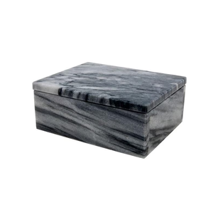Caja de joyería de mármol hecha a mano, artesanía en piedra gris y blanca, caja de almacenamiento de mármol natural al precio más bajo - Product Image 1