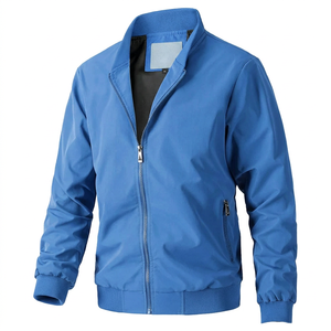 Men Winter Bomber <b>Jacket</b> with Ribbed Cuffs Stand Collar Breathable Quick-Dry Canvas Outerwear for Casual Wear Outdoor Activities - Product Image 1