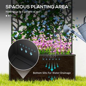 Jardinière surélevée avec treillis mural, pot de fleurs d'intérieur pour jardin, balcon, terrasse, 24"L x 9.1"W x 44.5"H - Product Image 4