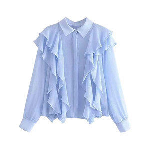 Camisa de Vestir Formal de Algodón para Mujer, de Lujo, Manga Larga, con Cuello Abotonado - Product Image 1