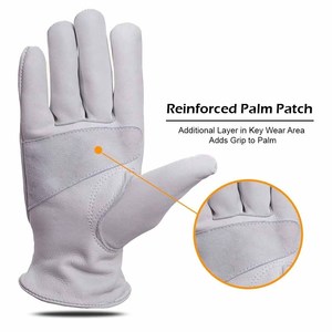 New Design Patch Palm Cowhide Grain Leather <b>Driver</b> <b>Gloves</b> Soft & Comfortable Heeat Resistant Outdoor Activities Garden <b>Gloves</b> - Product Image 4