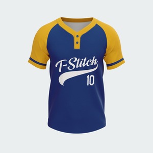 Maillot de baseball homme T-Stitch rouge et bleu à manches courtes, imprimé par transfert thermique, respirant, écologique, antibactérien, col en V, coupe classique - Product Image 6