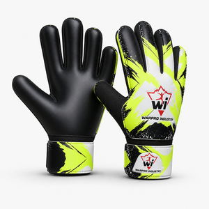 Custom Breathable Leather Soccer Goalkeeper Gloves Black Latex Palm Bold Neon Print Adjustable Wrist <b>Strap</b> Training Matches Team - Product Image 5