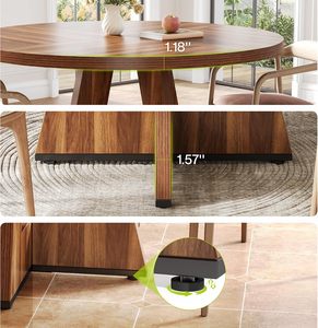 Modern Round Wooden Dining <b>Table</b> Solid Wood Base Stable Design Home Furniture for Dining Room - Product Image 2