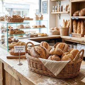 Plateau ovale tissé avec poignée, panier de service artisanal polyvalent pour le pain, les fruits, la décoration de table, le rangement domestique et les pique-niques - Product Image 5