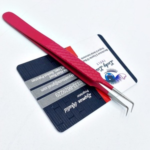 Meilleures pinces à cils en acier inoxydable à pointe en fibre, personnalisables, fines, à 90 degrés, couleur sur mesure, vente chaude - Product Image 1
