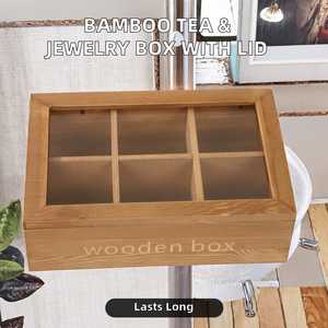 กล่องไม้ฝาแก้วแบบมีช่องแบ่งลายแกะสลักสไตล์โมเดิร์นสำหรับจัดเก็บ - Product Image 5