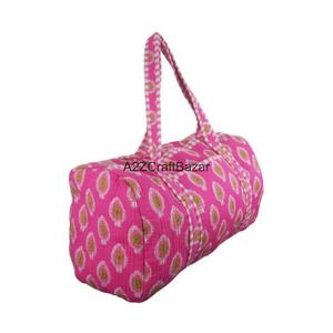 Bolsa de Lona Acolchada Hecha a Mano en India, 100% Algodón Puro, Estilo Boho, para Yoga, Gimnasia, Playa, Uso Diario, con Cierre de Cremallera, Grande - Product Image 4