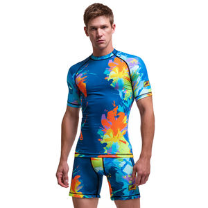 Conjunto Deportivo de Compresión Sublimado 100% Poliéster, Camiseta Ajustada Estampada, Pantalones Cortos de Yoga, Camiseta Deportiva de Manga Corta - Product Image 4