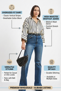 เสื้อเชิ้ตผ้าซาตินลายทางสำหรับผู้หญิง แขนยาว ติดกระดุม ผ้าเนื้อนุ่มลื่น สวมใส่สบาย ดูดีมีสไตล์ เหมาะสำหรับใส่ทำงานหรือใส่ลำลอง แฟชั่นทันสมัย - Product Image 6