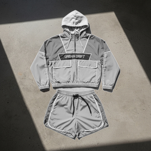 Polyester Fabric <b>Women</b> Wear Windbreaker Summer Shorts Set Custom Logo Breathable Windbreaker Shorts Set - Product Image 3