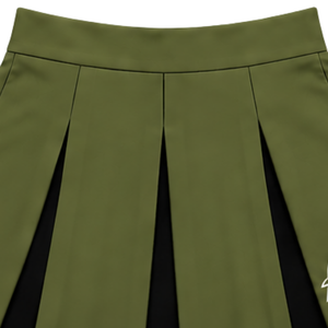 Ensemble d'uniforme de cheerleading vert olive, noir et blanc, avec crop top sans manches à col en V et jupe plissée, pour spectacle de danse et équipe de cheerleading - Product Image 4