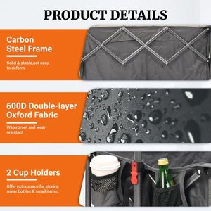 Carrello da Campeggio Pieghevole Portatile 400L, Carrello Pieghevole Resistente 450LB con Grandi Ruote, Carrello da Spiaggia Pieghevole di Grande Capacità - Product Image 6