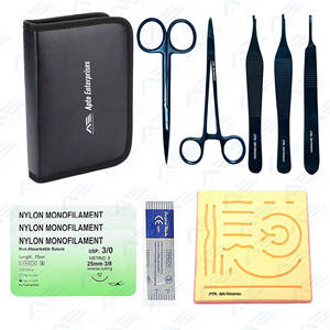 Kit de práctica de sutura con almohadilla de sutura curva Práctica Kits de práctica de cirugía menor Tijeras Kit de sutura Instrumentos médicos quirúrgicos - Product Image 1