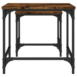 Juego de 2 mesas de centro pequeñas de madera de roble ahumado - Product Image 6