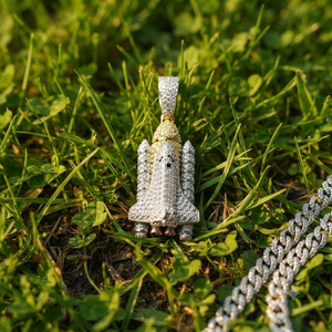 Colliers de luxe Hip Hop en argent massif 925 avec pendentifs vaisseaux spatiaux, diamants de laboratoire, plaqué or, micro-pavé, breloques à thème, bijoux fins - Product Image 6