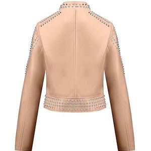 Womens Studded Leather <b>Jacket</b> Black <b>Punk</b> Rock Biker Motorcycle <b>Jacket</b> PU Leather OEM Custom Wholesale Manufacturer - Product Image 4
