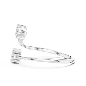 Ensemble de bagues pour femme en diamant de laboratoire DOUBLE STAR, or blanc 18 carats plaqué rhodium, taille brillant, pierres latérales, pour fiançailles et soirées - Product Image 2