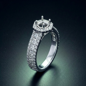 China Wholesale Jewelry 18k Solid White Gold Classic Real Diamond Solitaire Semi Mount Engagement Wedding Party Ring Women - Product Image 1