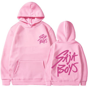 Sudadera con Capucha Rosa para Hombre, Corte Regular, Informal, Color Sólido, Tejido de Algodón, para Otoño - Product Image 1