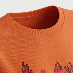 Women's Orange <b>Flame</b> Printed 2 Piece Shorts Set Short Sleeve T <b>Shirt</b> and Above Knee Shorts Casual Spring Summer Wear - Product Image 4