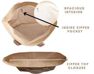 Sac fourre-tout en toile de jute durable avec fermeture éclair et longues poignées en coton - Product Image 5