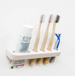 Luxury Eco-Friendly Mango Wood Toothbrush Holder Natural finished For <b>bathroom</b> Toothpaste Toothbrush & Shaving Machine Stand - Product Image 5