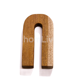 Vase en bois de teck durable en forme de U, porte-fleurs en bois, pot décoratif moderne pour table, pour la maison, cadeaux décoratifs faits à la main - Product Image 4