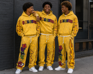Men's <b>Yellow</b> Rhinestone Tracksuit Set Custom Streetwear <b>Hoodie</b> & Jogger Pants Hip Hop Fashion Tracksuit Manufacturer - Product Image 4