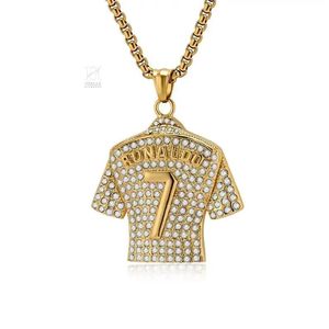Luxury <b>Iced</b> <b>Out</b> CR7 Jersey Shape Pendant VVS Diamond Hip Hop Sports Charm For Box <b>Chain</b> Custom Team Jersey Necklace Men Gift - Product Image 2