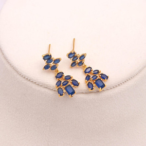 Conjunto de Collar de Zafiro Floral Premium |   Joyería nupcial artesanal de piedra azul para mujer - Product Image 3
