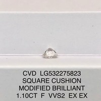 Laborgezüchtete Diamanten CVD Cushion-Schliff Loser Diamant 1,1 Karat E VVS2 IGI-Zertifiziert für Schmuck zum Fabrikpreis
