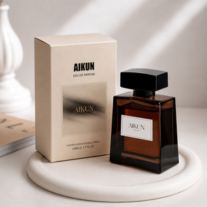 Aikun 100ml Amber Square Glass Sticker Logo Grey <b>Box</b> Low MOQ Fast Response Custom Scent Long Lasting Perfume Gift Set for Brands - Product Image 3