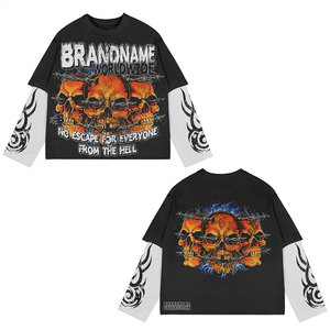 Oversized Long Sleeve T-Shirt With <b>Skull</b> And Purple Eye Print Streetwear Style O-Neck Men's Knitted <b>Top</b> - Product Image 3