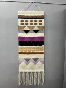 Tapisserie murale abstraite faite à la main en laine nouée à la main, tissée, style bohème chic, décoration intérieure moderne, décoration murale -03 - Product Image 3