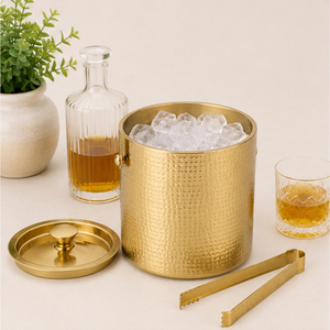Seau à glace en laiton martelé avec plateau en marbre, double paroi isolée, pour champagne et vin, articles de bar en métal de qualité supérieure - Product Image 6