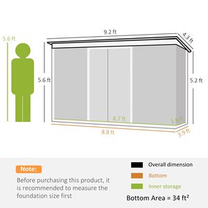 Capanno da Giardino in Metallo Spazioso 2,7m x 1,35m x 1,68m per Esterni con Struttura Antiruggine e Design Ventilato Resistente - Product Image 3