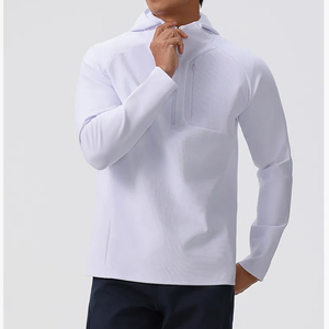 Veste et pantalon de sport 100 % polyester à séchage rapide, absorbant la transpiration, coupe ajustée, avec fermeture éclair quart de tour, et chemise d'entraînement à manches longues pour la gym - Product Image 4