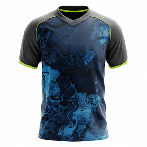 Maillots de football personnalisés pour équipe, 100 % polyester, sublimation, manches courtes, col en V, pour hommes - Product Image 5