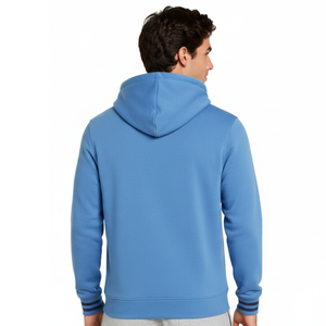 Wholesale Custom sky Blue <b>men's</b> Hoodie with Dark Navy Striped Cuffs trendy Style <b>Men's</b> Streetwear <b>Pullover</b> - Product Image 4