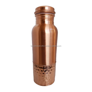 Pure Copper <b>Water</b> <b>Bottle</b> Shiny Polished with Hammer Design for Gym Outdoor Activity - Product Image 3