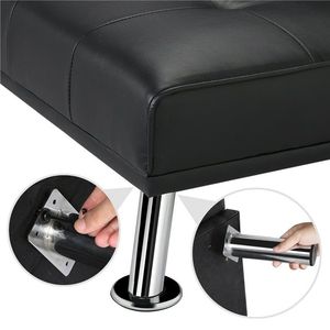 Divano letto moderno Futon in similpelle, con portabicche e cuscini - Product Image 5