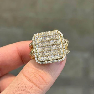 Moissanite Champion <b>Ring</b> <b>Iced</b> Hip Hop Engagement and Wedding <b>Ring</b> 925 Sterling Silver Rhodium Plated Custom Made Gift - Product Image 1
