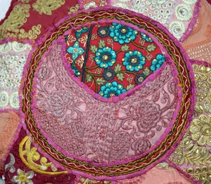 Almohada de suelo Cojín de suelo redondo bohemio Funda de cojín de meditación púrpura - Product Image 2